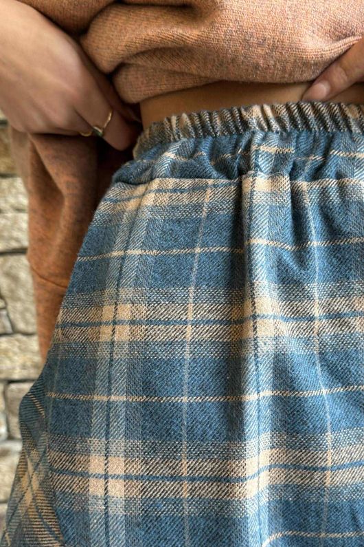 Patrick Plaid Brushed Cotton Barrel Pant Teal - **